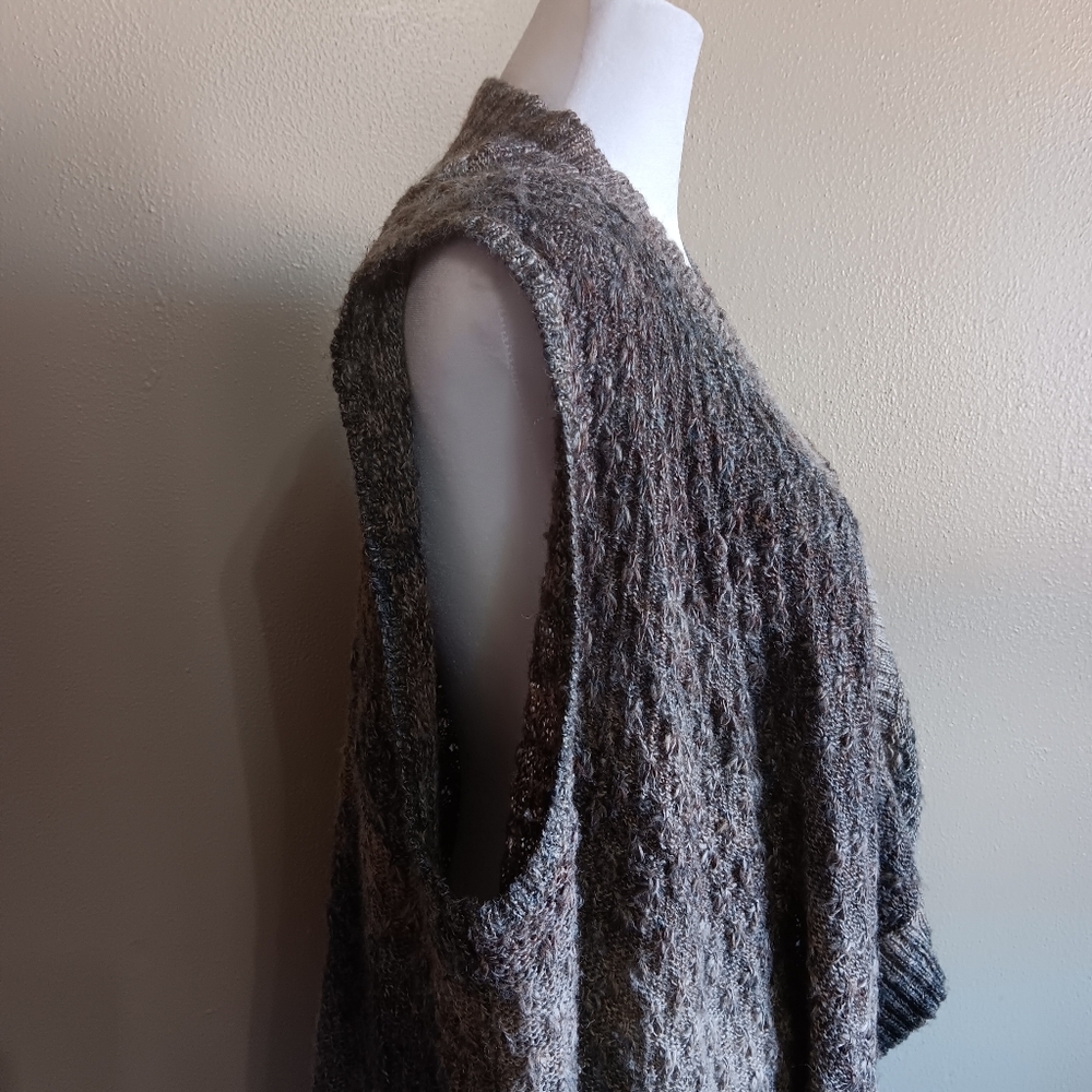 Boho Fall Neutral Casual Poncho Cardigan Wrap Sweater Knit Layers Cato XL Office - Picture 4 of 9